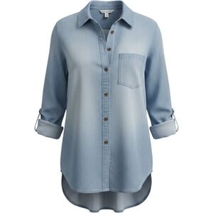 Cloth & Stone Women's Whitewash Denim Top Small